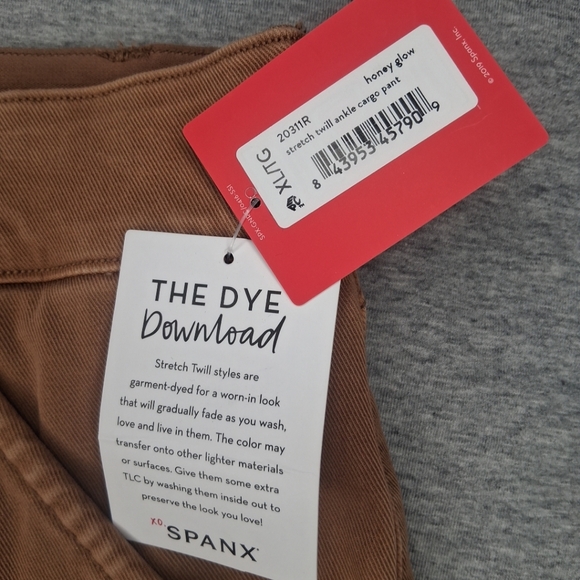 SPANX Stretch Twill Ankle Cargo Pants Women's XL Brown Honey Glow High-Rise - Picture 6 of 16